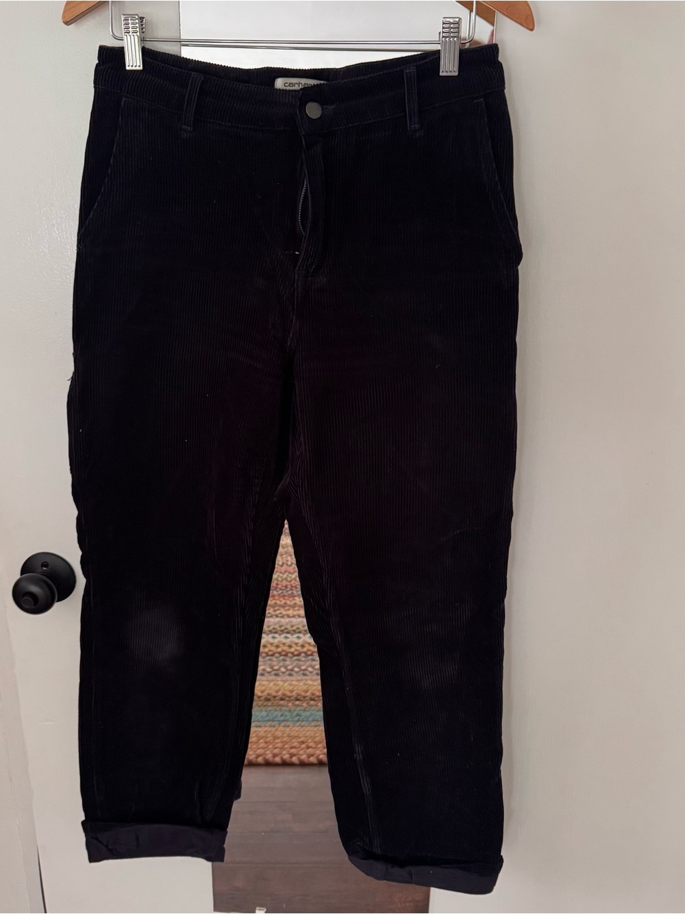 Carhartt WIP Womens Navy Corduroy Pierce Pant Straight